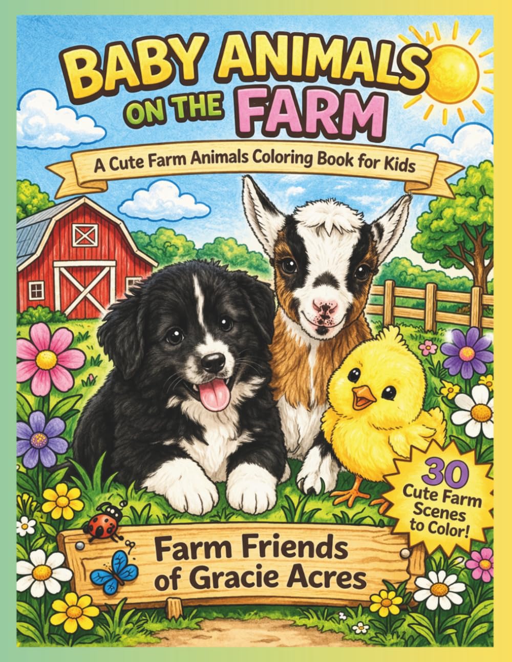 Baby Animals on the Farm: A Cute Farm Animals Coloring Book for Kids (Farm Friends of Gracie Acres)