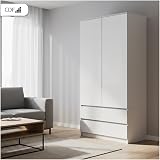 CDF Armadio Camera da Letto 2 Ante 2 Cassetti 90 cm Bianco - 8