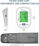 Ybor Blood Pressure Monitor for Home Use, Digital Upper Arm Blood Pressure Machine with 2x99 Memory Large Backlit Screen Display,Automatic Bp Machine Monitor with Large Cuff 22-44cm-White