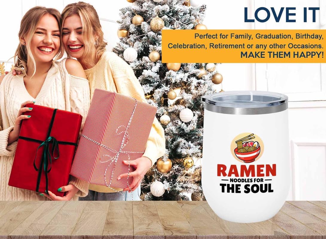 Ramen Lover White Edition Wine Tumbler 12oz - Noodles for the - Food Lovers chicken pumpkin vegan pantry spicy noodles image 5