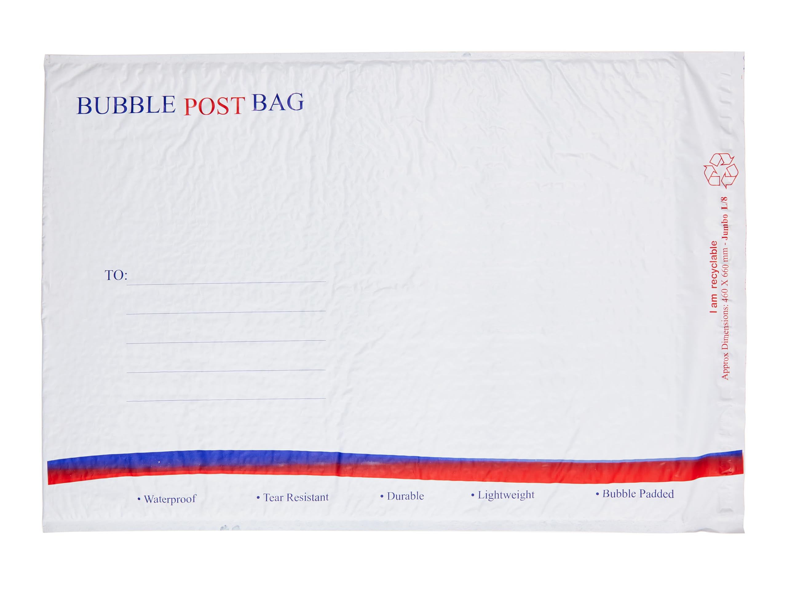 Nobel Bubble Padded Poly Mailing Bags - Clear, Polyethylene, Mailing Bag, Jumbo - 460mm x 660mm, Pack of 10, Self-Seal