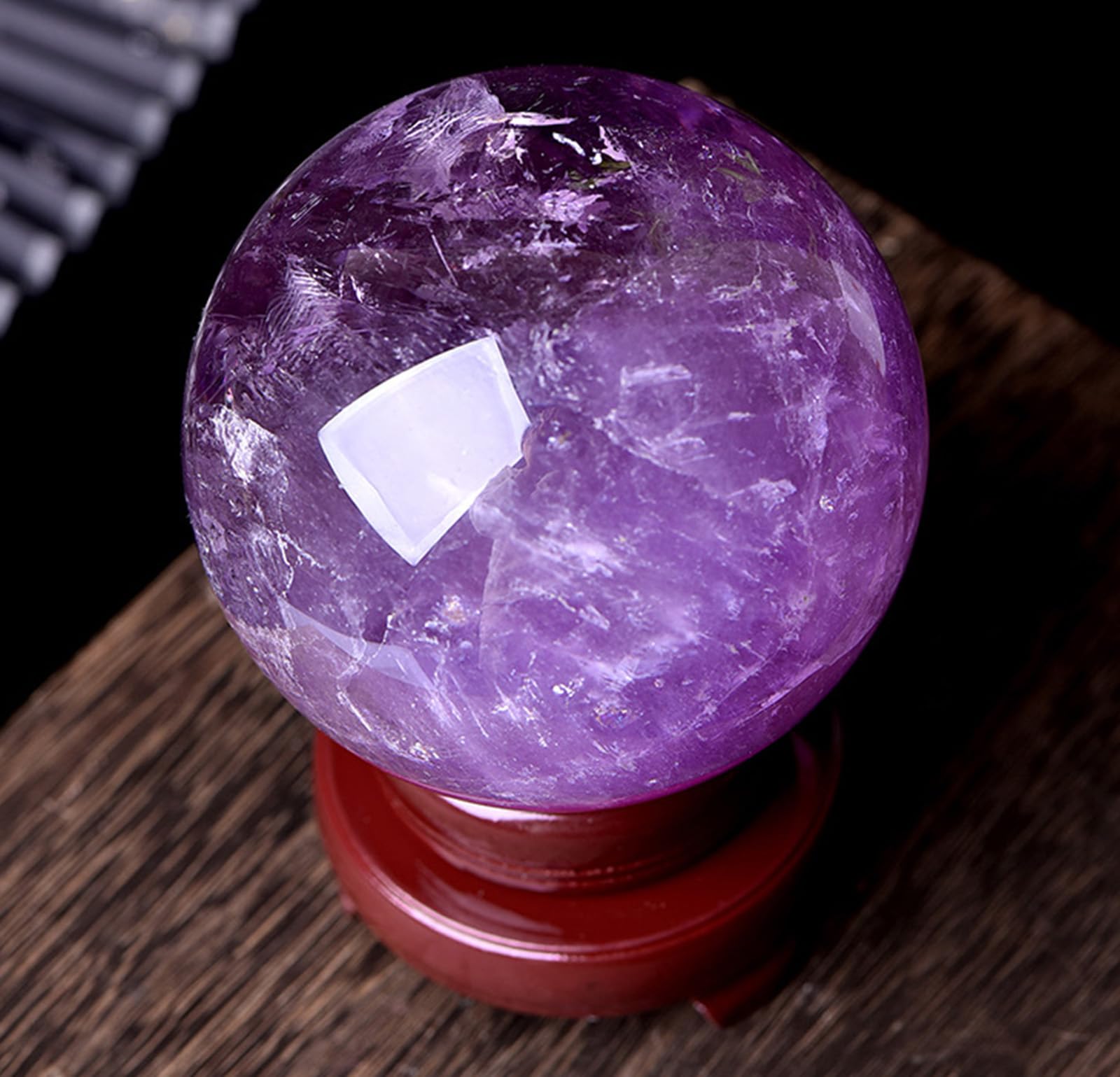 DPURPIWADY Amethyst Quartz Crystal Sphere with Stand Ball Decor for Home Office Polished Feng Shui Stone Sulpture,30mm/1.2in