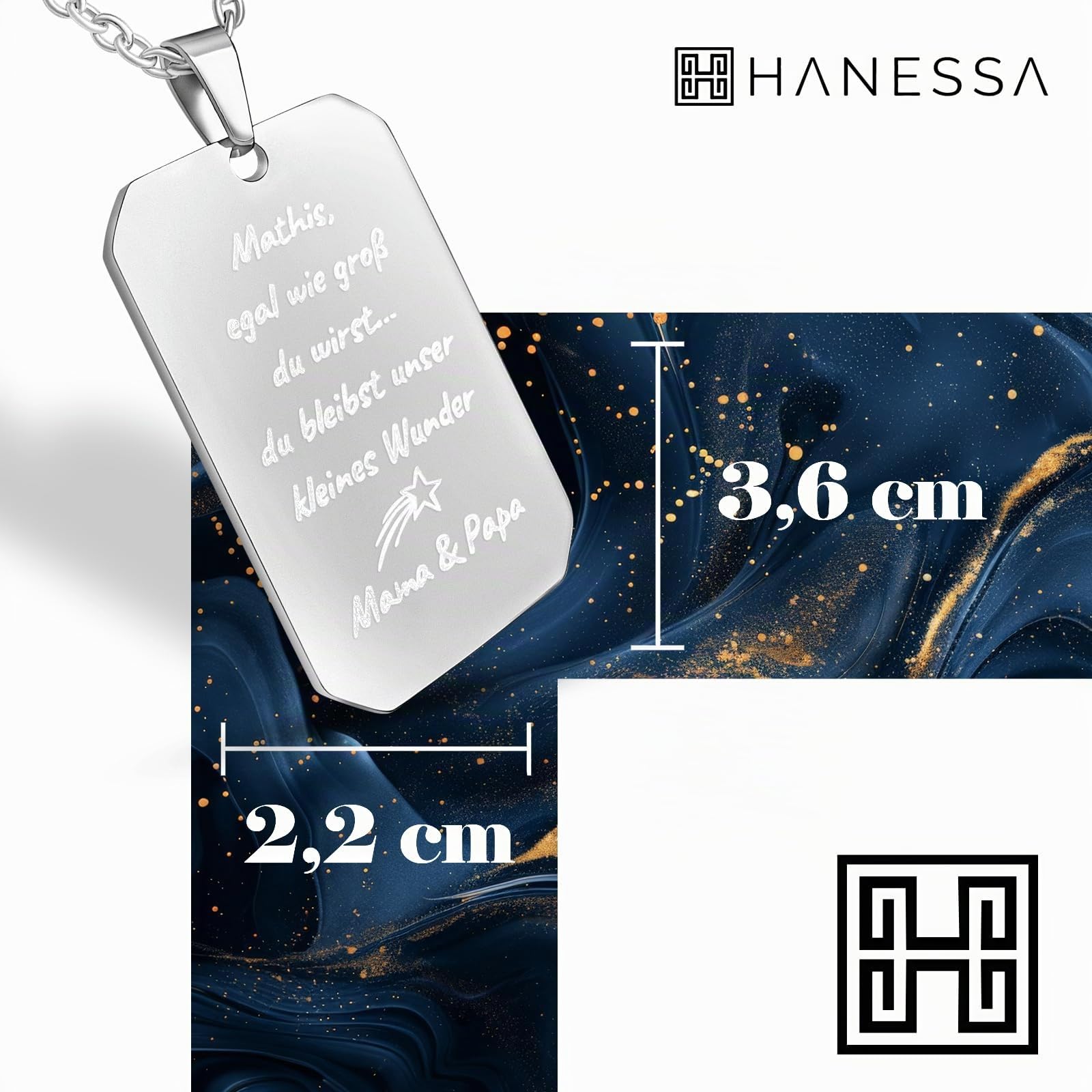 Personalisierte Dog Tag Kette mit Gravur - Hundemarke mit Gravur Edelstahl 50 cm - Personalisierte Kette mit Namen Herren - Erkennungsmarke Männer Halskette Dog Tag