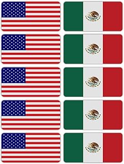 (x10) 3M Reflective Mexico and US Flag Stickers | Versatile Safety Decals | Hard Hats, laptops, Bikes, toolboxes