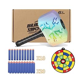Coophit Thors Dart-Blasting Hammer Toys Gun with Lights -Toys for 5 6 7 8 9+ Year Old Boys,Kids Roleplay Toy Thunder Mjolnir with 30 Darts