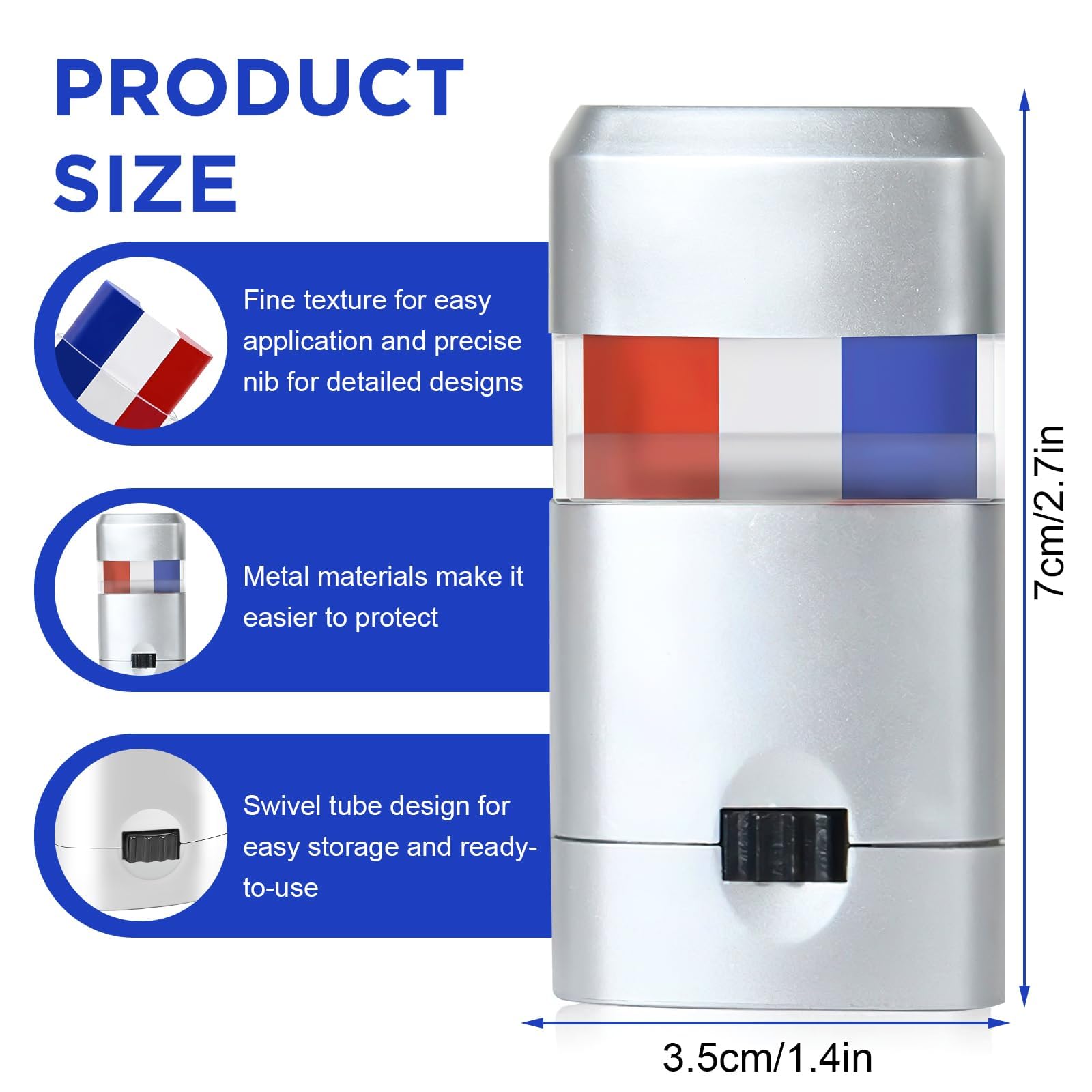 Crayon de Maquillage France Tricolore Bleu Blanc Rouge 3 Pièces