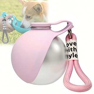 Dog Water Bottle Portable,Dog Water Bottle with Bowl 2-in-1,Leak-Proof Dispenser for Walking,Hiking,and Outdoor Use (Pink)