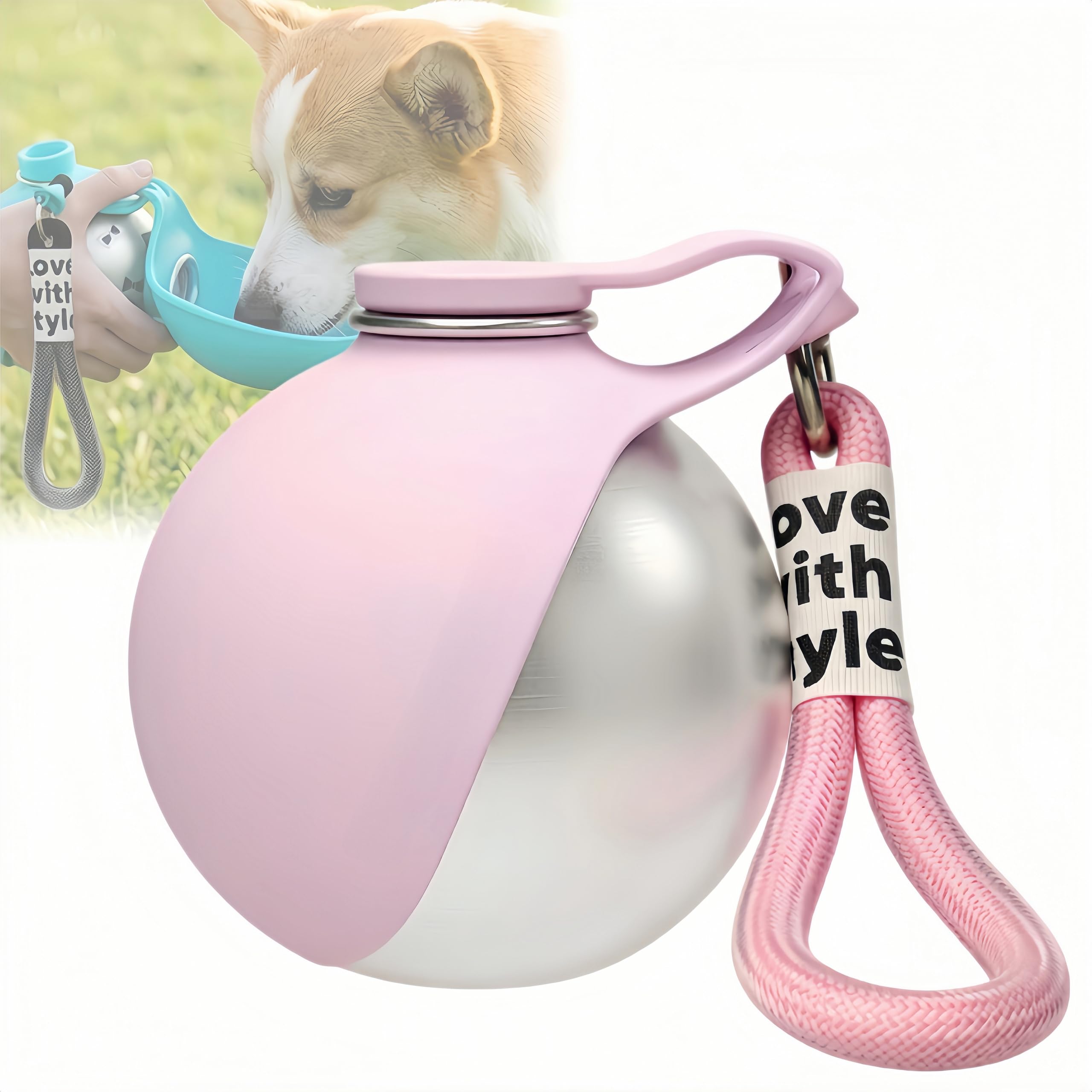 LQNHAV Dog Water Bottle Portable,Dog Water Bottle with Bowl 2-in-1