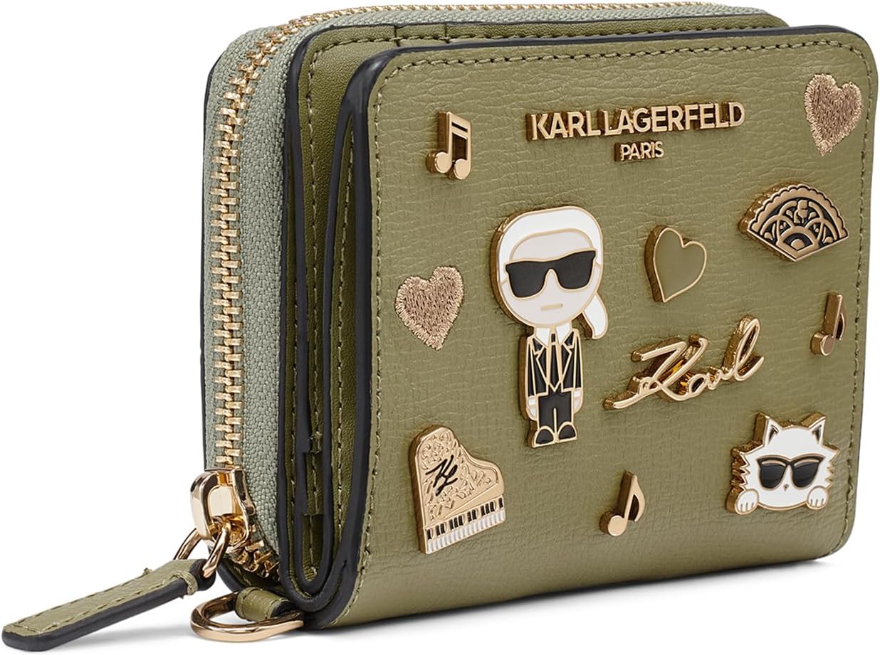 KARL LAGERFELD Paris Women's Jacqueline Slg Wallet, Olive Green, One Size