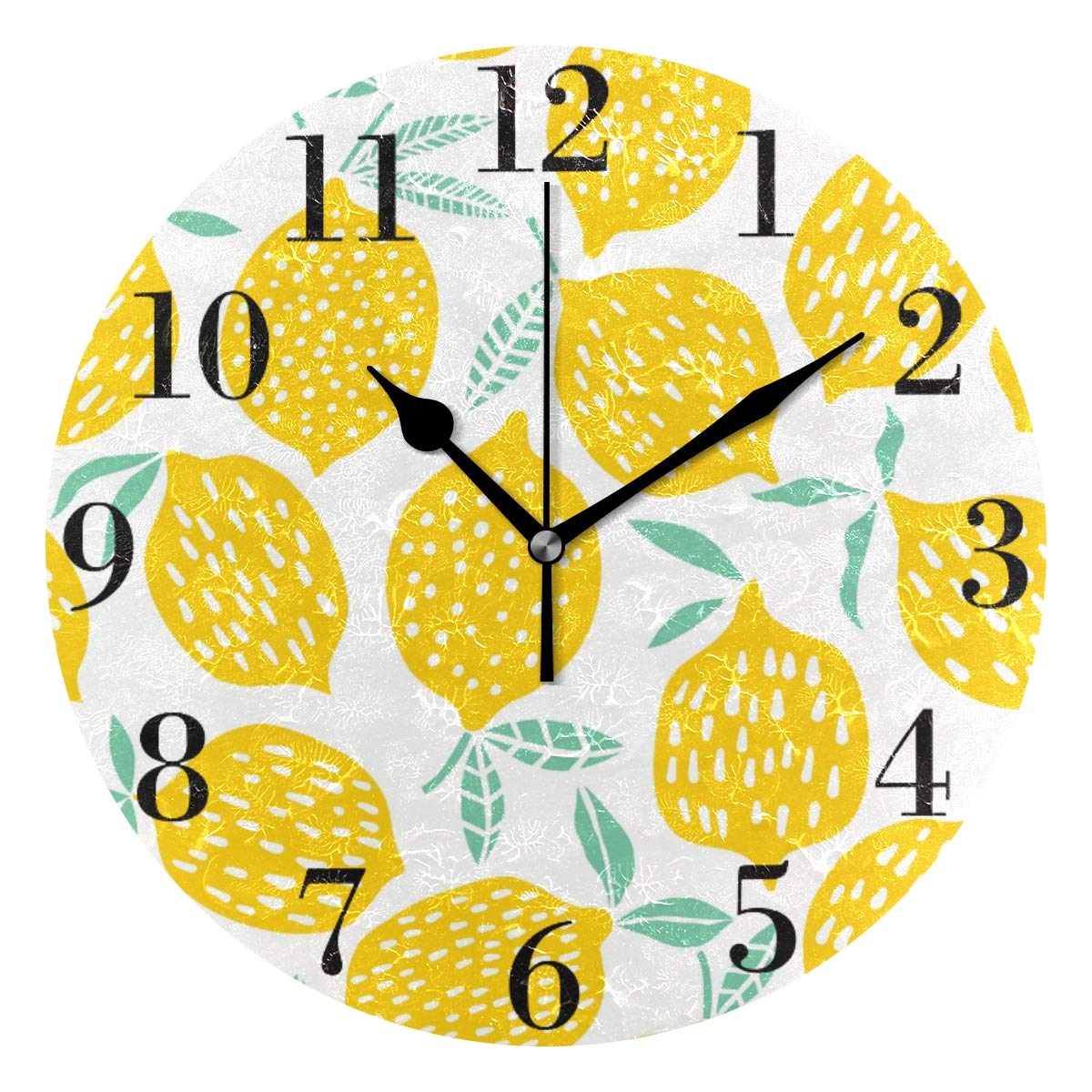 Horloge murale facile à lire ronde au motif citron rafraîchissant