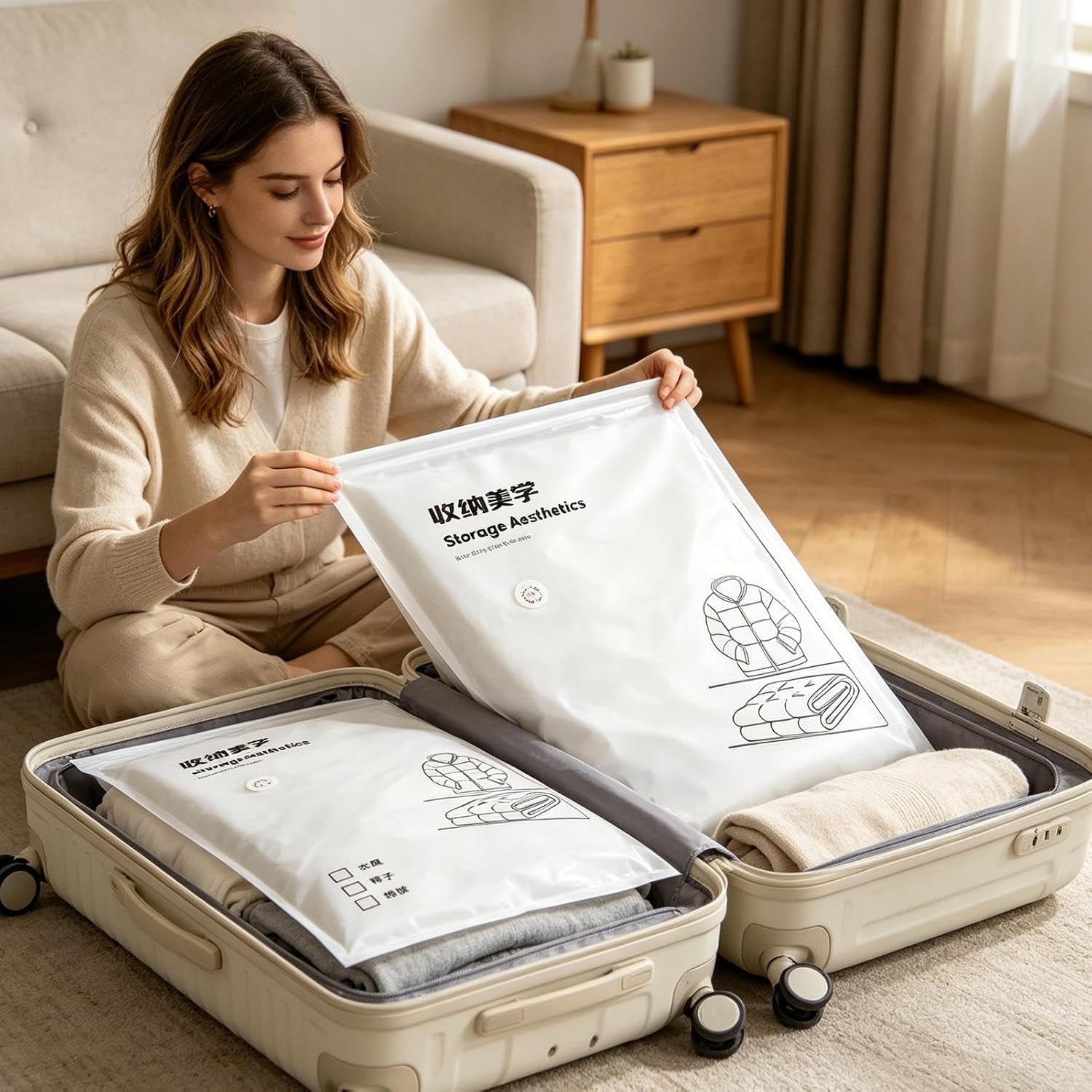 Vacuum Clothes Storage Bags,Comforter Compression Moving Sealing Holder - Vacuum Clothing Packing Bags,for Wardrobe Luggage Suitcase Closet Home Apartment Dormitory Bedding Clothes Blanket Mattress