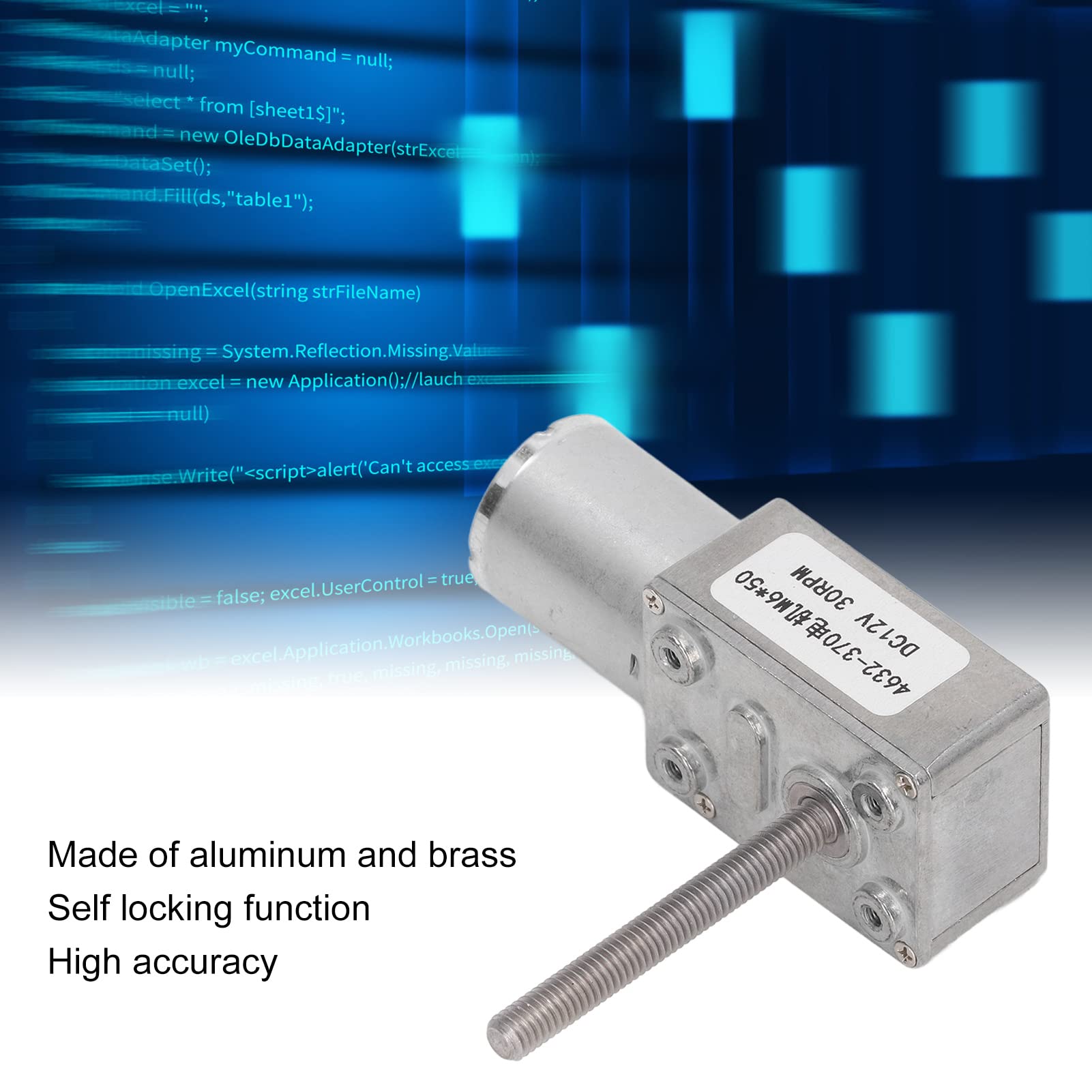 ANKROYU 30RPM DC Geared Motor, Self Locking DC Geared Motor, Compact Electric Worm Gear Motor, High Accuracy Low RPM DC Motor for Small Winches M6x50mm