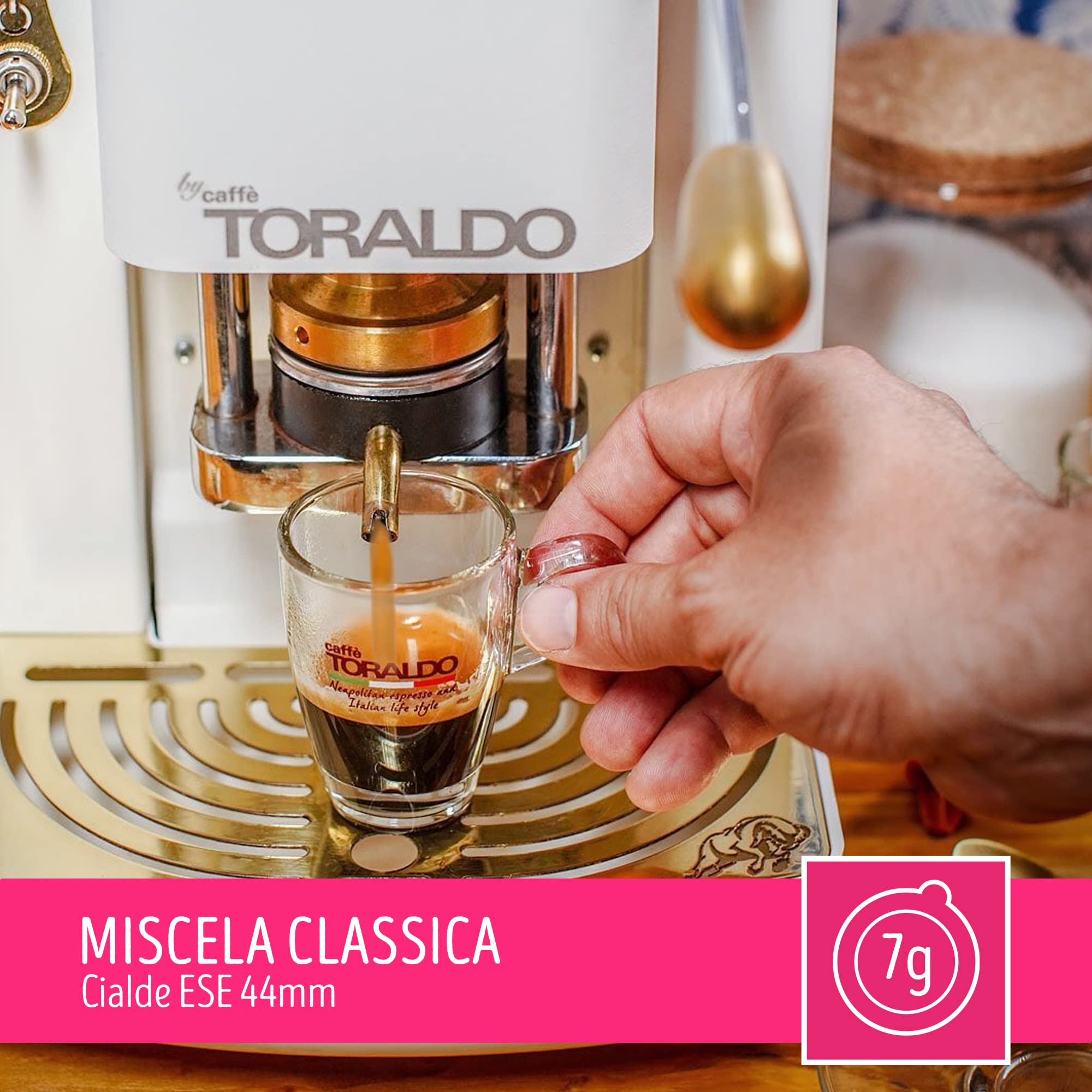 CAFFÈ TORALDO | Cialde ESE 44 | Caffè Selezionato, Tostato e Torrefatto in Italia | Eccellenza del Caffè Napoletano (300 Cialde, Miscela Classica)