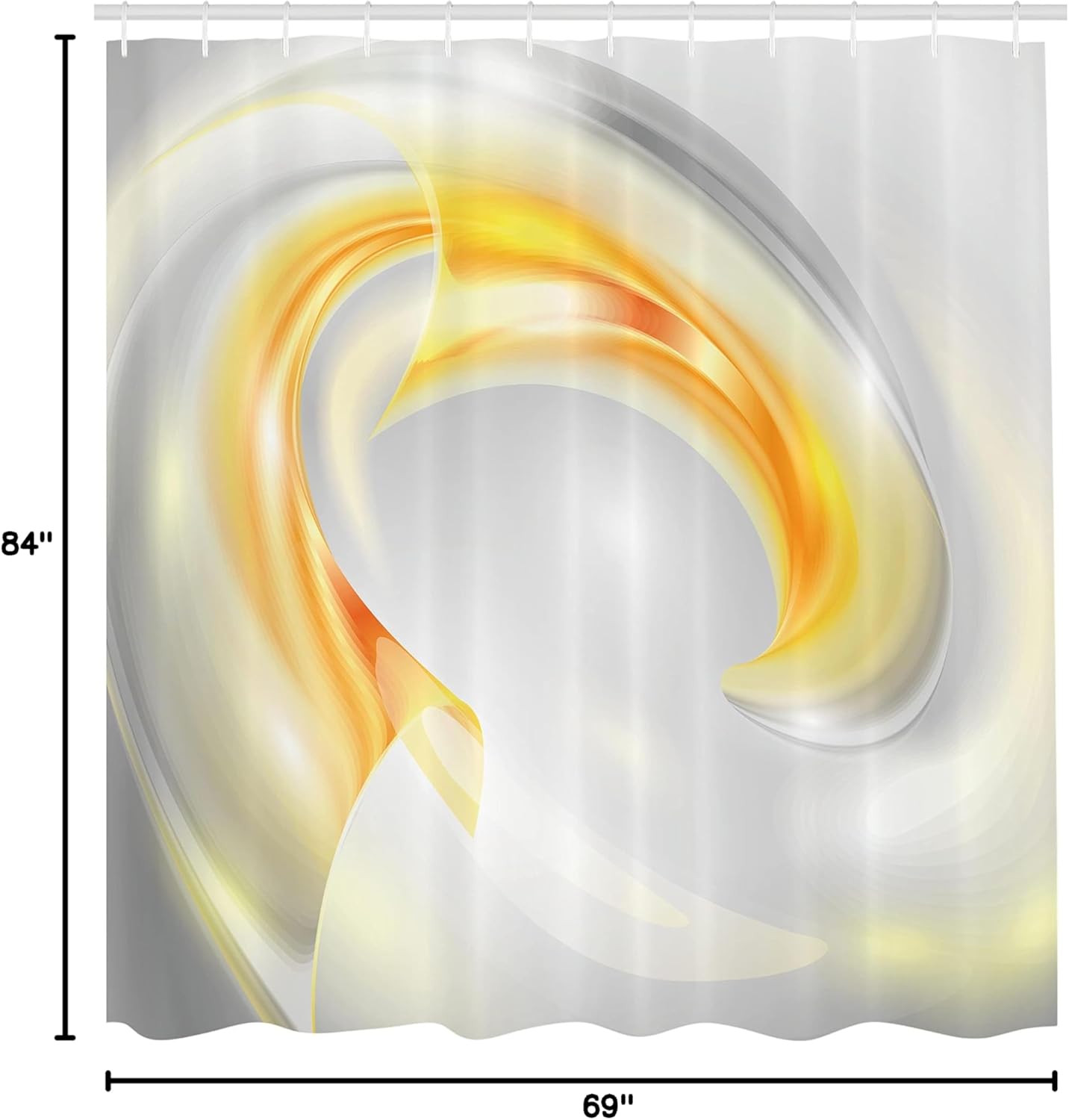 Ambesonne Grey and Yellow Shower Curtain, Abstract Modern Futuristic Wavy Image Ombre Design Art Print, Cloth Fabric Bathroom Decor Set with Hooks, 69" W x 84" L, Black Marigold and Grey