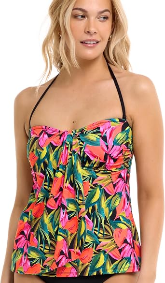 Skye Womens Standard Vivian Drape Front Bandeau Tankini Top Swimsuit