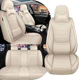 Car Seat Covers for Hyundai Venue 2020-2025, Family Seat Covers, Nappa Leather, Airbag Safe, Waterproof, Anti-Slip & Wear-Resistant, Automobile Seat Covers Sets.(Luxury Full Set/Beige)