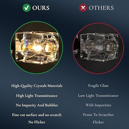 Miniatura 2 de Candelabros negros para comedor, lámparas colgantes modernas con pantalla de cubo de cristal, 8 luces, lámpara de techo colgante de granja sobre