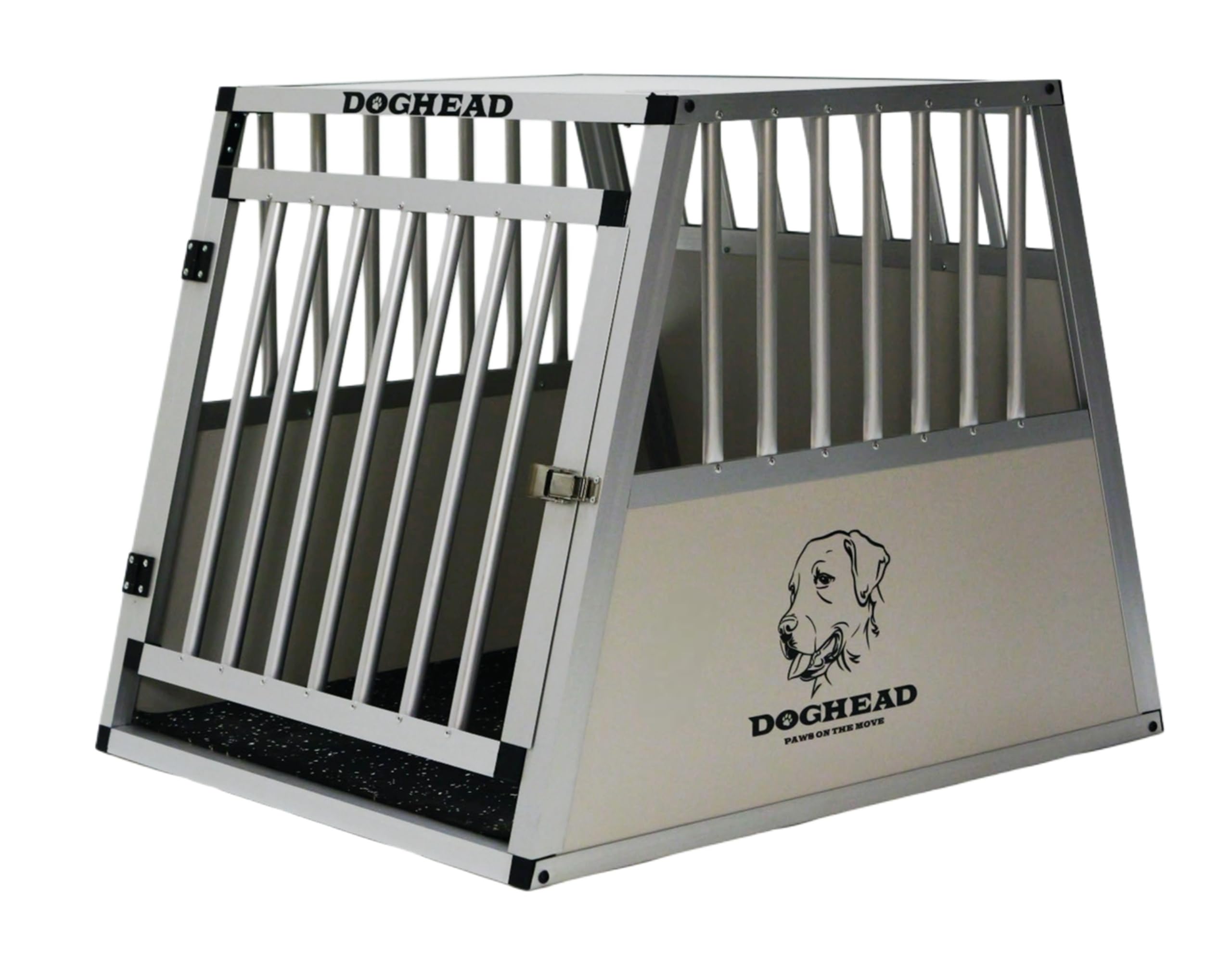 DOGHEAD Hundetransportbox Comfort, Single 65x80x63 cm, Grau/Silber, Aluminium, Beidseitig Abgeschrägt 75°
