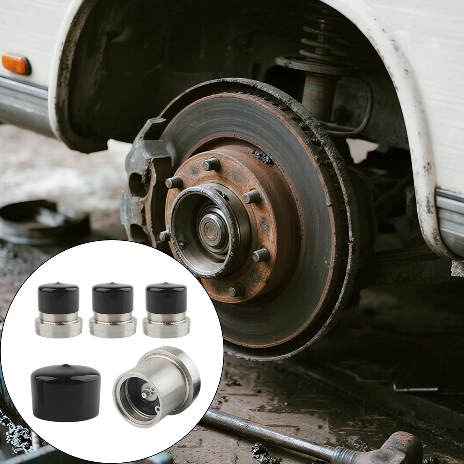 Trailer Bearing Cap, 4Pcs 2.441" Rusts Stainless Steel Bearings for Trailers with Silicone Caps, Boat Trailer Bearing Grease Cover Wheel Hub Cap for Towing