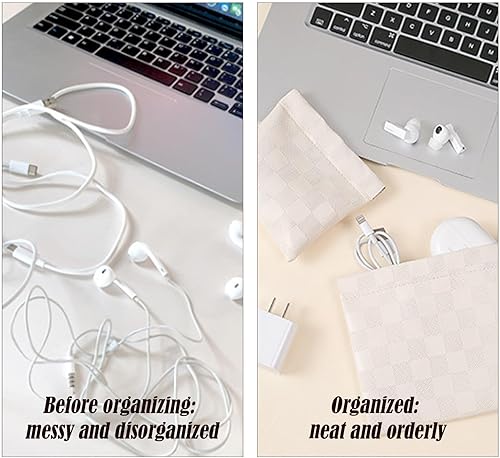 Miniatura 3 de LYDZTION Juego de 2 bolsas de maquillaje impermeables para mujer, bolsa de cosméticos a cuadros, bolsa de aseo de viaje, organizador de bolsa de