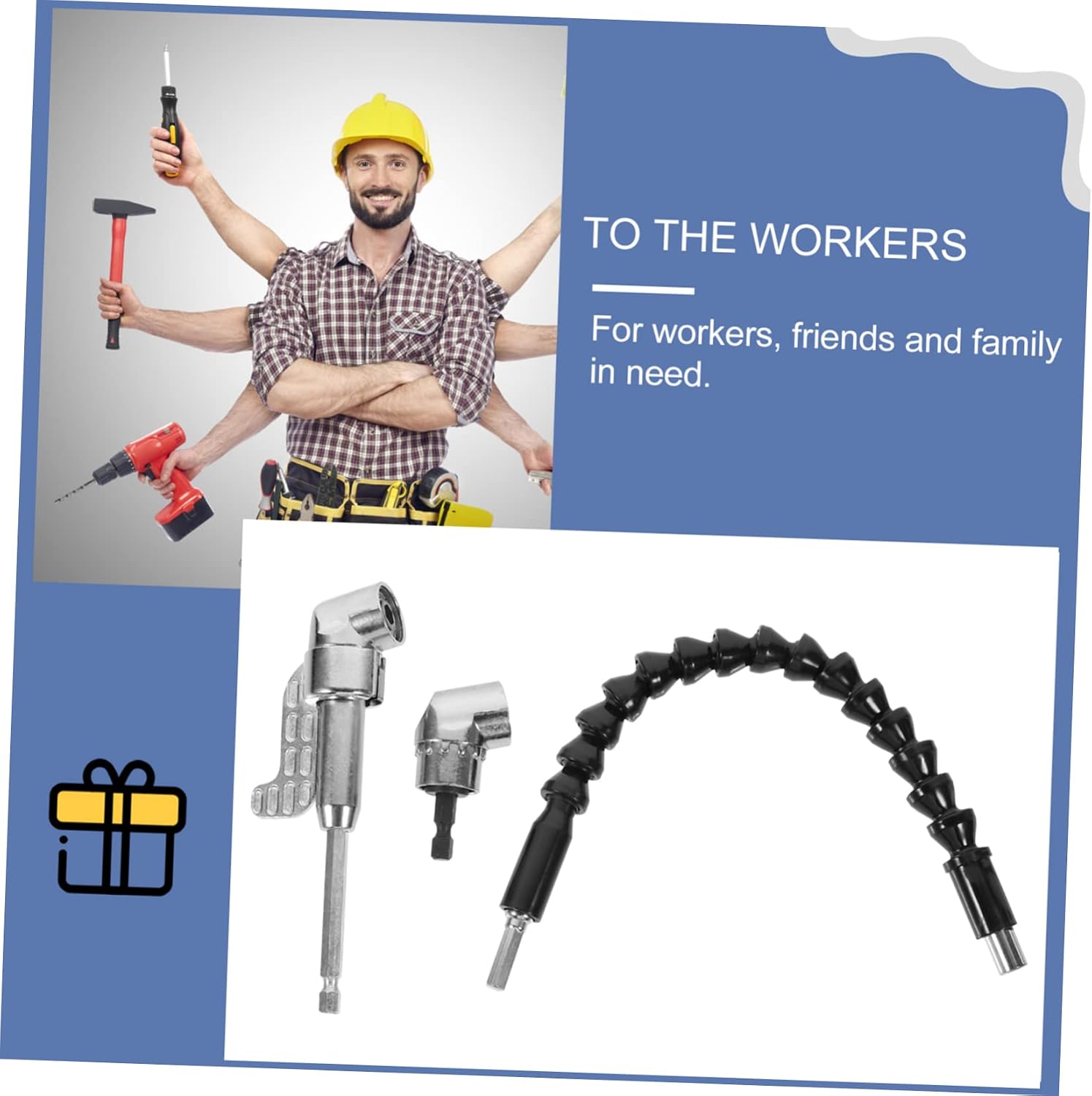 TEHAUX Angle Drill Bit Holder Electric Drill Extension Screwdriver Shafts Flexible Stainless Steel for Tools