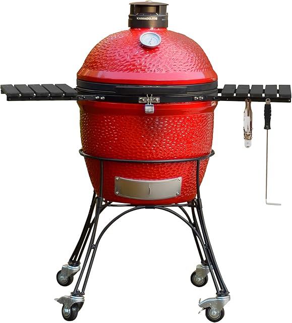 Kamado Joe® KJ23RHC Classic II 18-inch Charcoal Grill in Red with Cast Iron Cart, Heat Deflectors and Ash Tool