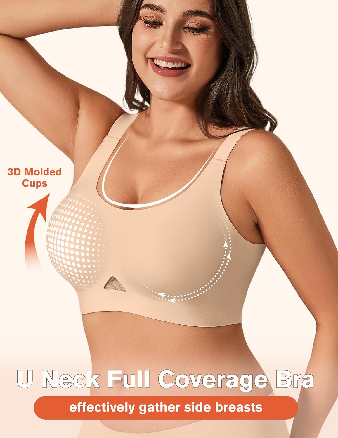 Jelly Bras for Women Wireless T Shirt Bra Push Up Padded Bralette Seamless Plus Size No Underwire Comfy Everyday