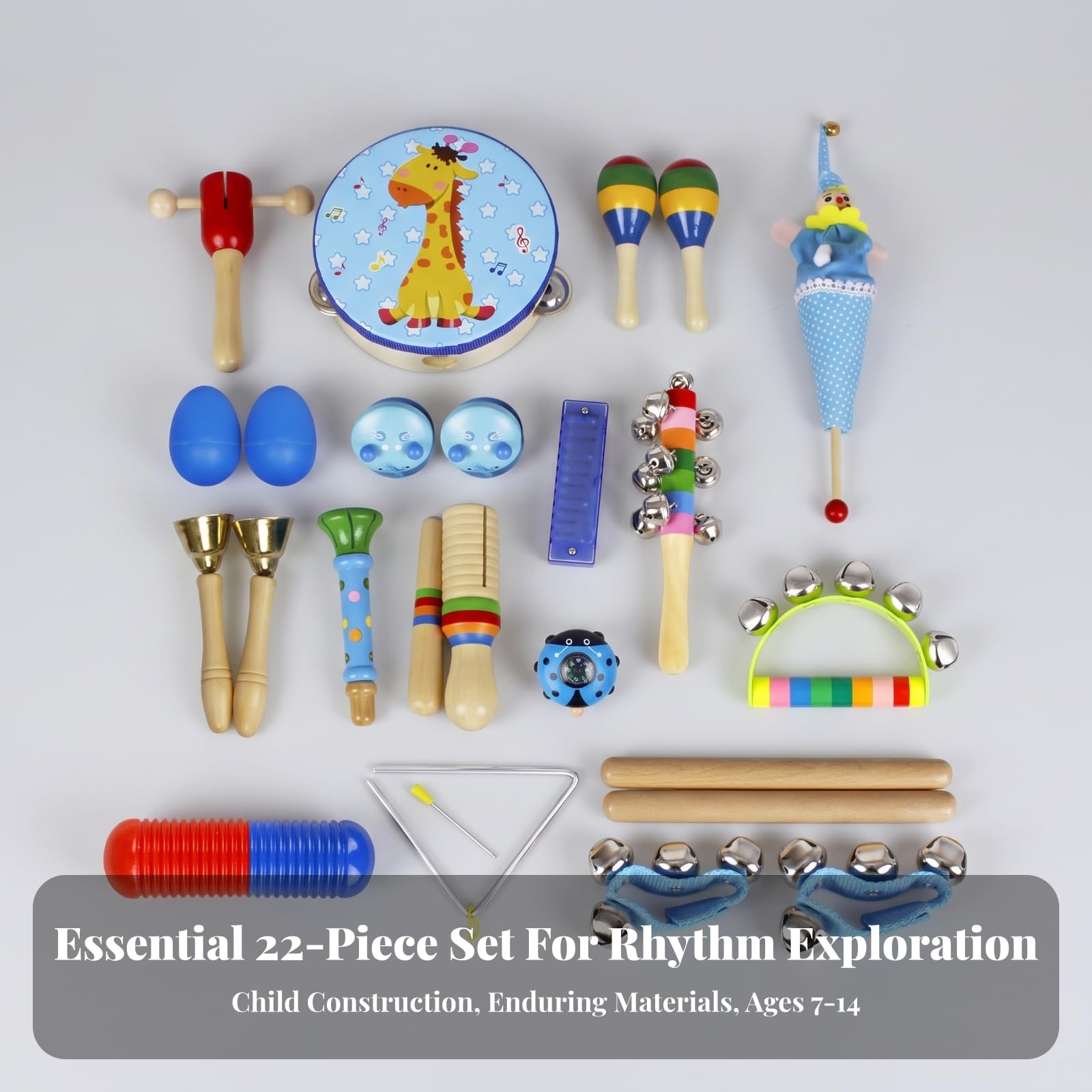 22 Pezzi Set di Strumenti Percussivo | Sviluppo ritmico e Coordinazione, Kit Le per Bambini, educativo, Kit di Strumenti li Percussione, Rosso