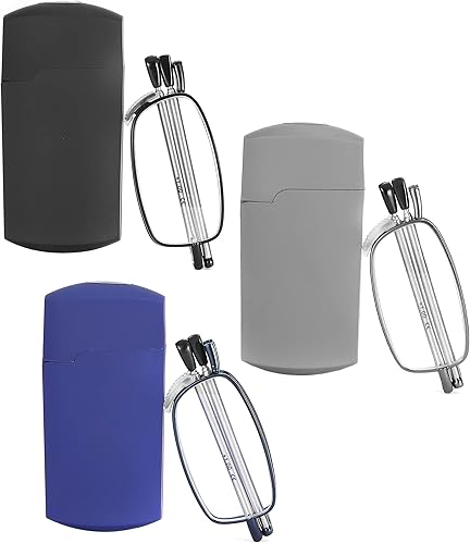 Yiwaeye Gafas de lectura plegables con bloqueo de luz azul, almohadilla de nariz suave, bisagra de resorte, lectores delgados portátiles para