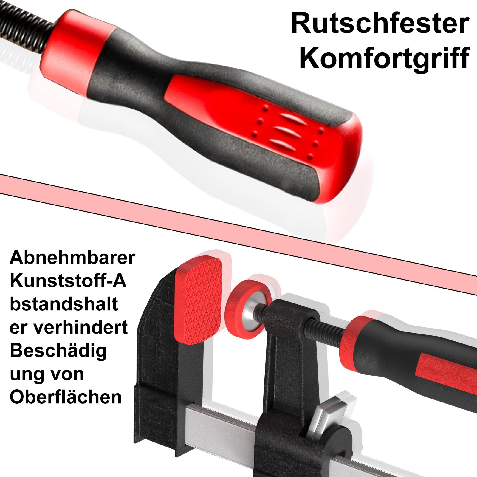 4 Stück Schraubzwingen Sets, 350mm Profi Schraubzwinge aus Edelstahl, 75mm Maultiefe für Präzises Fixieren von Holzwerkstücken, Spannkraft 270kg für vielfältige Spannanwendungen