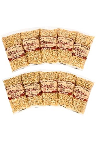 Amish Country Popcorn Bolsas de 10 a 4 onzas, granos de palomitas de maíz blancos medianos, anticuados, sin OMG y sin gluten