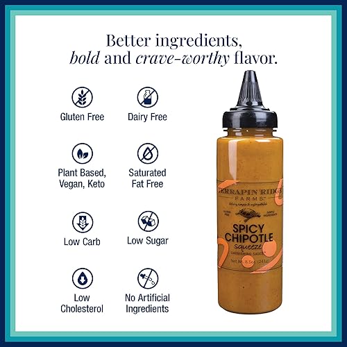Vista 10 de Terrapin Ridge Farms Gourmet - Salsa picante para guarnición de chipotle, dos botellas exprimibles de 14 onzas