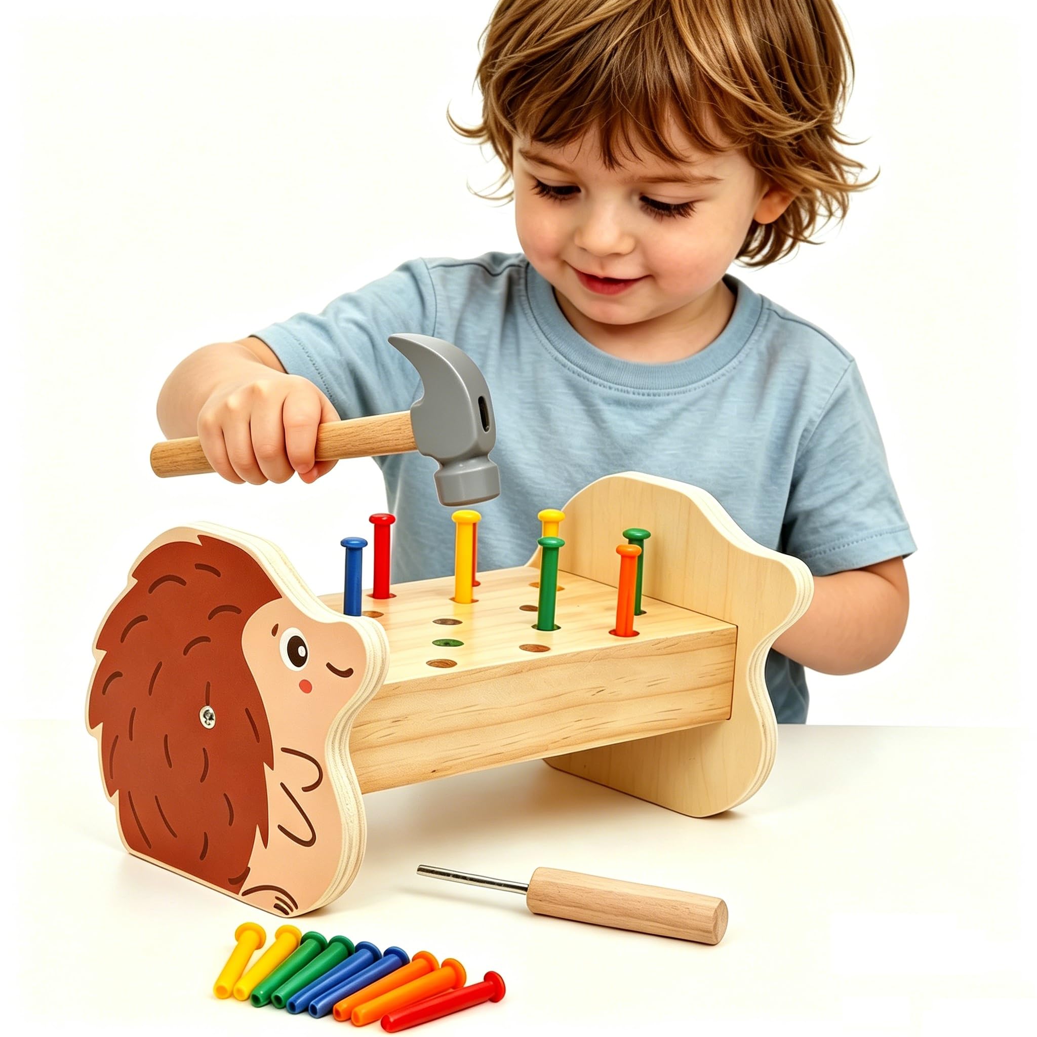 STEM Montessori Wooden Pounding Hammer Toy for Toddler Early Development