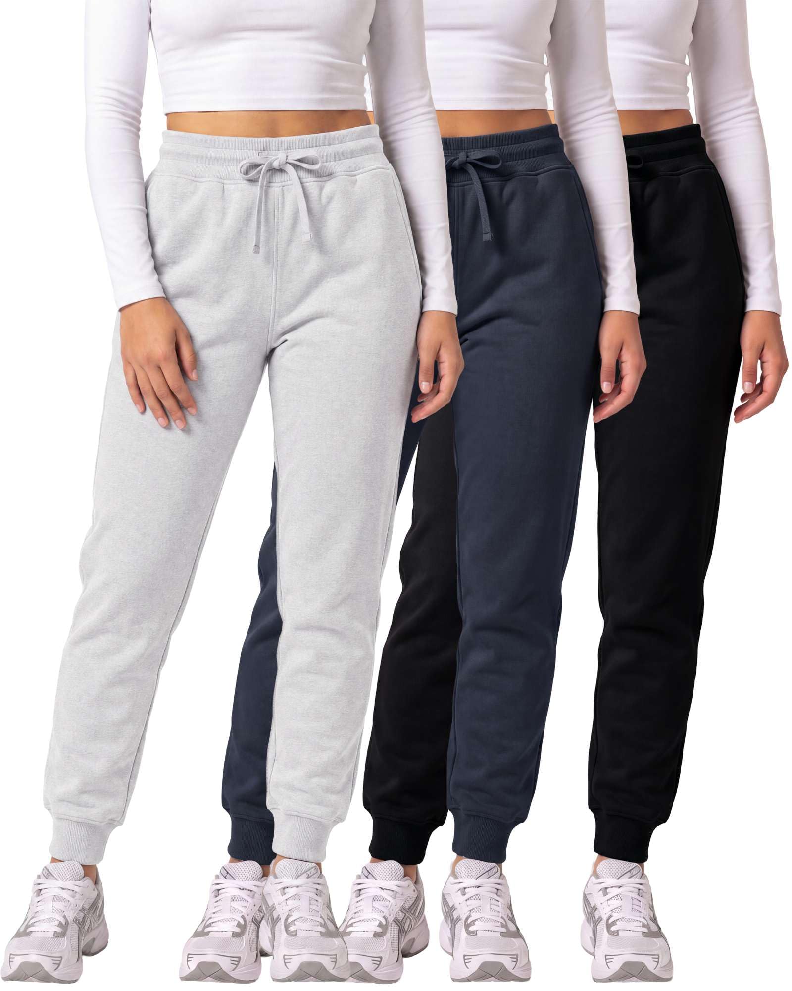 3 Pack Women's Fleece Joggers Sweatpants Lounge Pants Sweats Casual Pockets