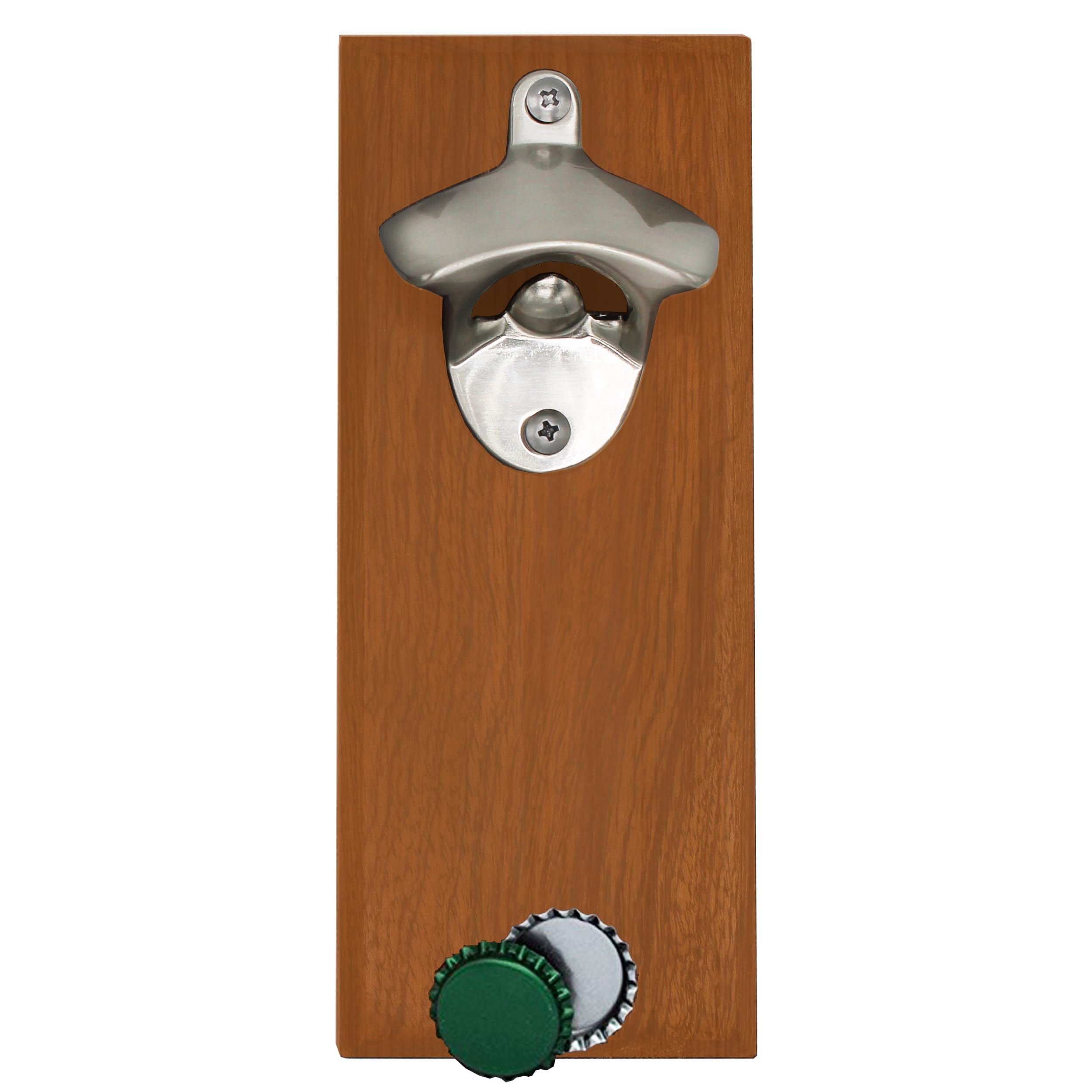 Abridor de botellas de cerveza y refrescos personalizado para montaje en pared, con imán para regalo de padrinos de boda, estilo original (nogal, en blanco)