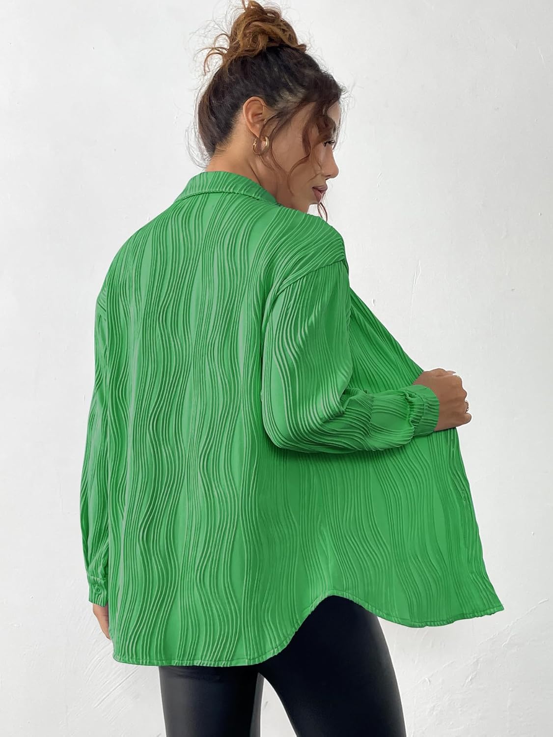 YKR Womens Textured Button Down Shirt Long Sleeve Button Up Shirts Casual Work Office Blouse - Image 5