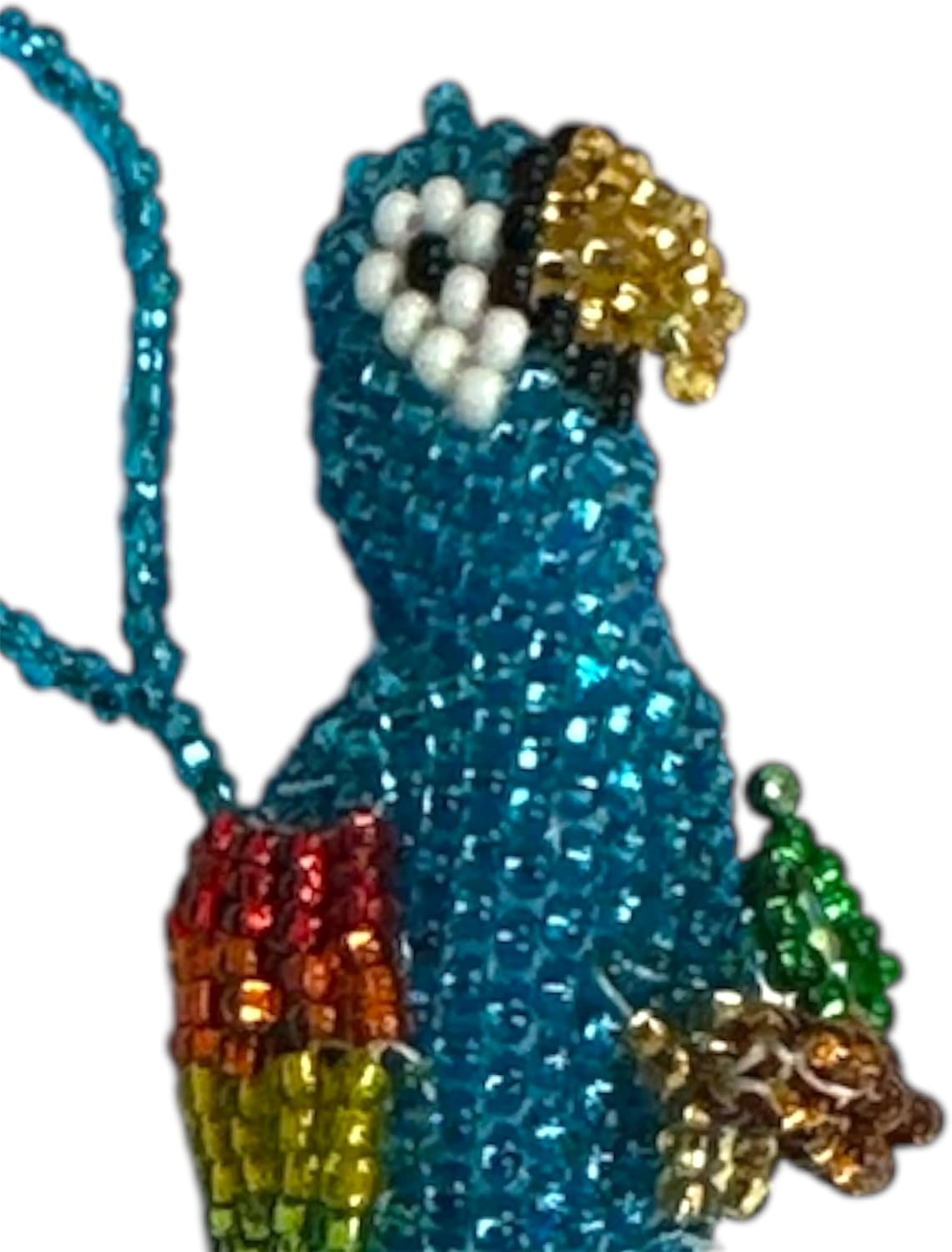 Beaded Parrot, 5 Piece Set, Souvenir, from Mexico, Multicolor, 5" INCHES, Seed Beads