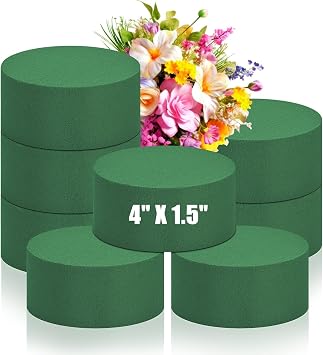 12Pcs Round Oasis Floral Foam Blocks, Green Wet & Dry Foam for Flowers, Plant Foam for Artificial Flowers, Wedding & Garden Decor DIY Crafts