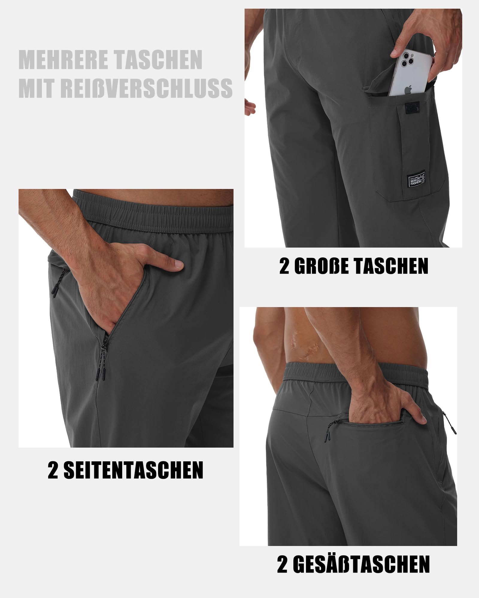 NANAMEEI Pantalones cortos 3/4 para hombre, resistentes al agua, cargo al aire libre, pantalones cortos de senderismo para hombre, elásticos, trekking, MTB, pantalones largos de verano Serren