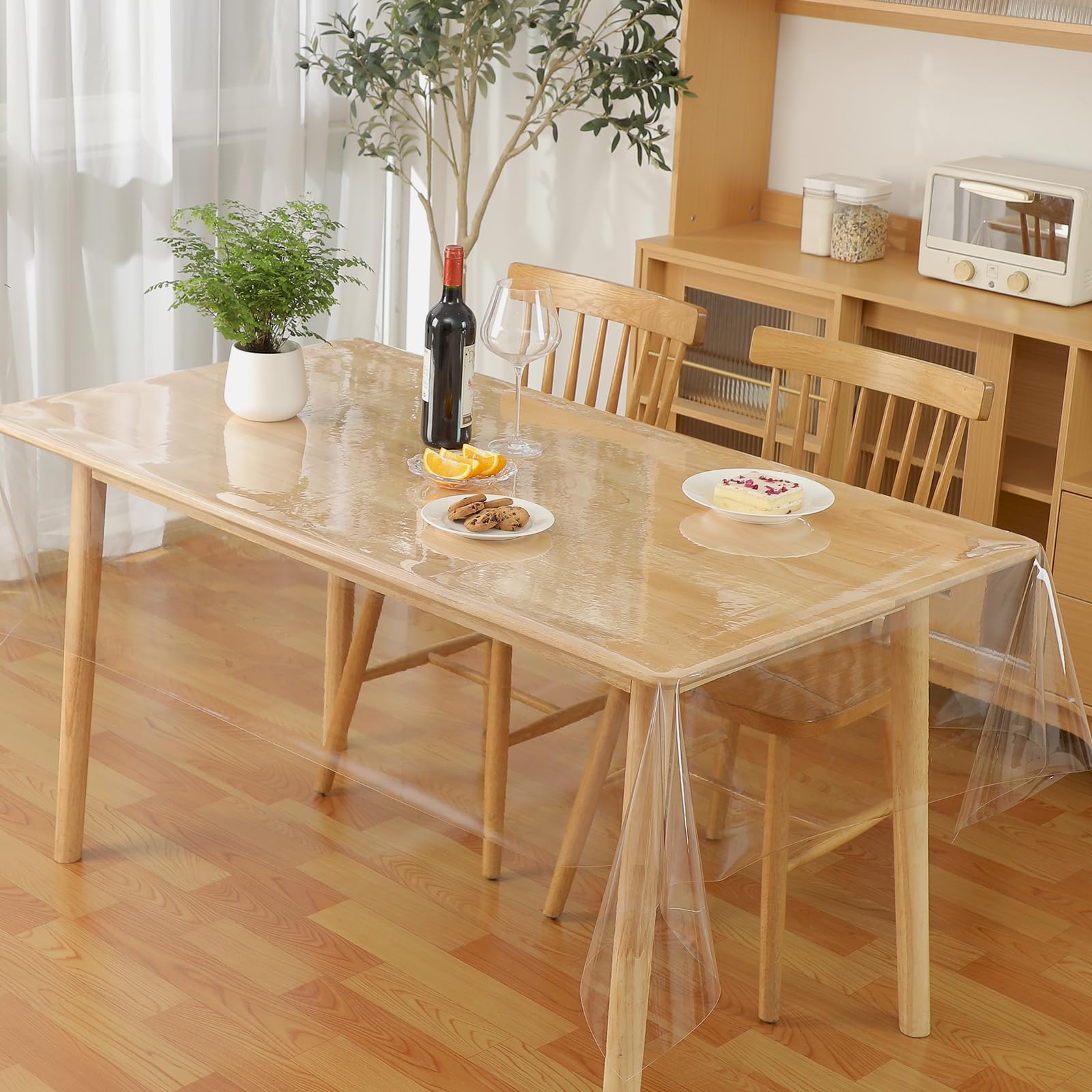 Roll Package Rectangle Clear PVC Table Cover Transparent Plastic Tablecloths Waterproof Square Vinyl Table Protector Thick 0.5mm