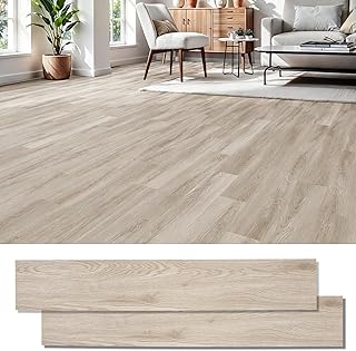 PVC Bodenbelag Selbstklebend, 36 Stück Vinylboden Selbstklebend mit Holzoptik, Wasserfest Bodenfliesen Selbstklebends für Küche Wohnzimmer Bodenbelag, 2.0mm, 5.02m², 15,24 cm x 91,44 cm (Holzfarbe)