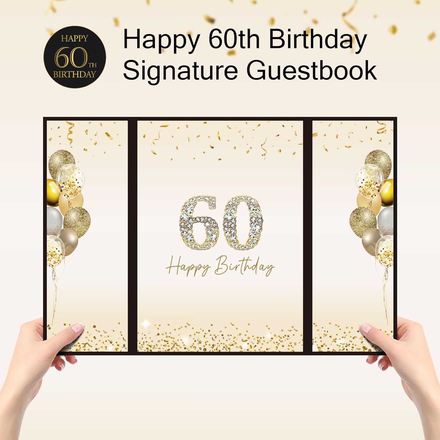 60th Birthday Party Decorations, Signing Card Board with Magnetic Closure, Happy 60th Birthday Signature Book Keepsake Memory Signing Guest Book for Men and Women Cheers to 60 Years Old Gifts - Image 6