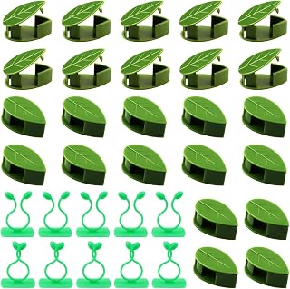Plant Climbing Wall Fixture Clips 43 Pcs Self-Adhesive Vines Traction Invisible Holder,Leaf Shaped Green Plant Support for Gardening Art, Bundle Wire, Indoor Outdoor Decoration