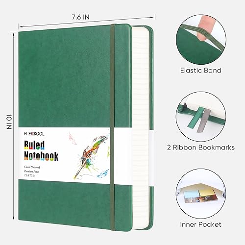 Miniatura 3 de Cuaderno de Diario con Líneas Gruesas con 368 páginas, cuaderno grande de cuero de tapa dura con papel grueso de 100gsm, cuaderno B5 con rayas