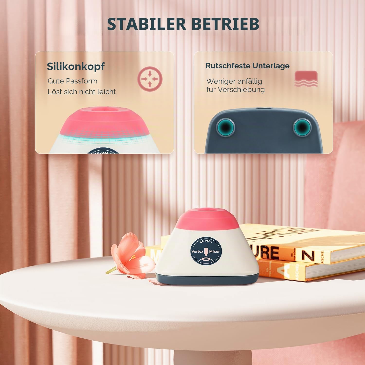 Bonvoisin Mini Vortex Mixer 3500rpm, Tap to Activate, 50ml Schnellmischung, für Laborlösungen, Tattoo-Tinten, Acrylfarben, Wimpernkleber, Gel-Lacke, Nagellacke (EU, Rosa)