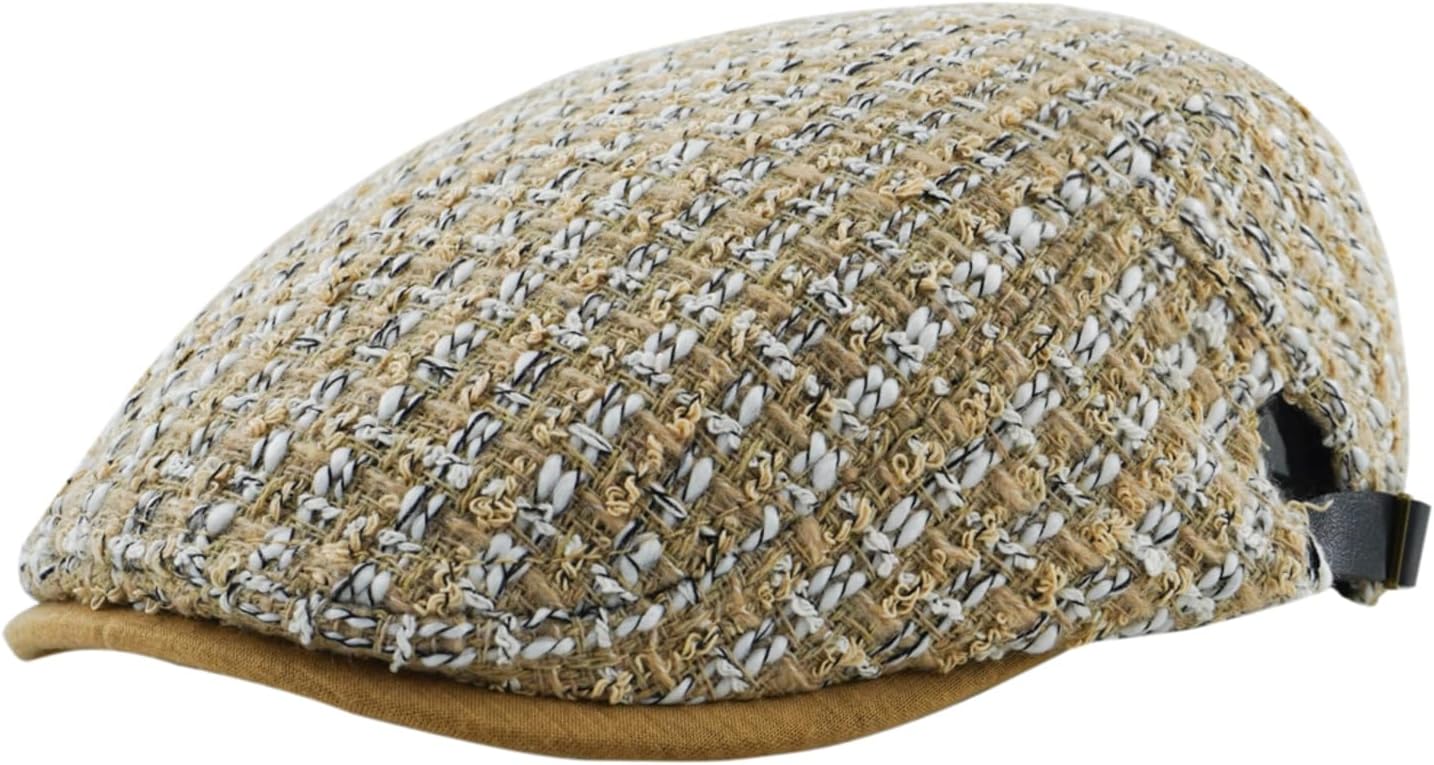 KeepSa Herren Schiebermütze Aus Baumwolle – Gatsby Flatcap Mit Verstellbarem Verschluss, 57–61 Cm, Klassisches Karomuster