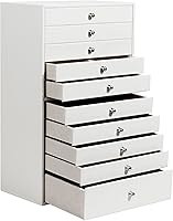GUKA Large 10-Drawer Jewelry Box Organizer - White Velvet Lined Storage for Rings, Necklaces, Watches, Earrings & Bracelets - Ideal Gift