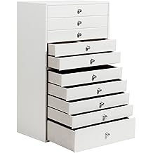 GUKA Large Jewelry Box, Jewelry Case with 10 Drawers for Big and Small Jewelry, Jewelry Storage Organizer for Watch Earrings Necklace Rings Bracelets, Birthday Wedding Gifts, White