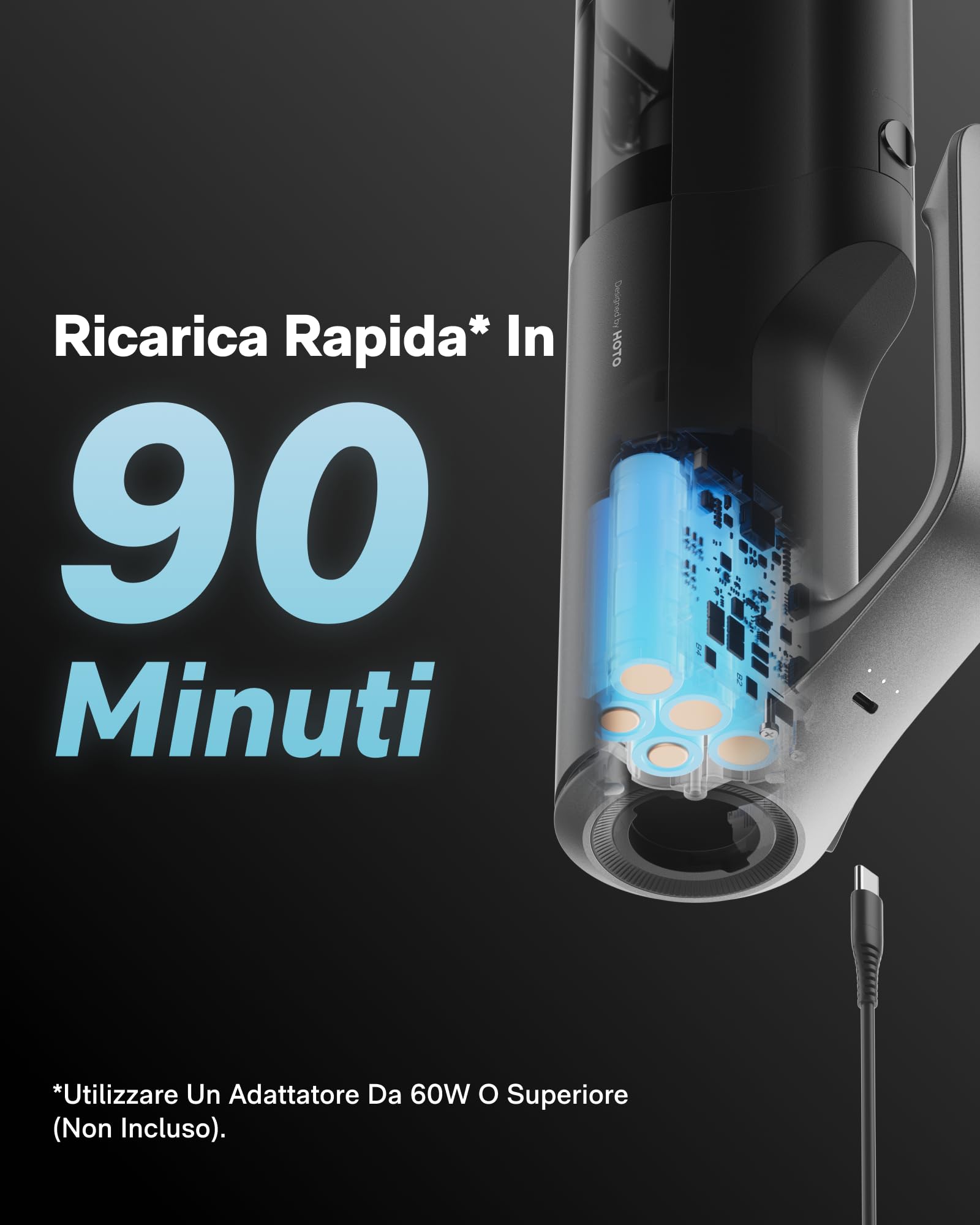 HOTO BlowVac™ Aspirapolvere Auto, 23000Pa Aspirabriciole Senza Fili Potente, 3 Modalità di Aspirazione, 2 in 1 con Funzione Soffiatore, Aspirapolvere Portatile per Auto, Scrivania, Barca, Casa