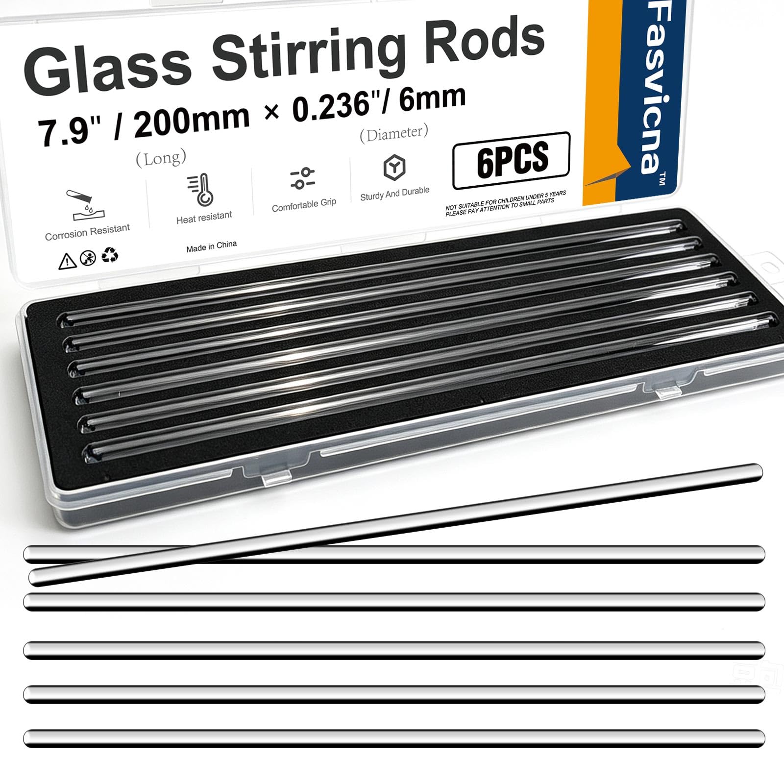 12PCS 6" x 5mm Glass Stirring Rods, Borosilicate Round End — Amazon image 9